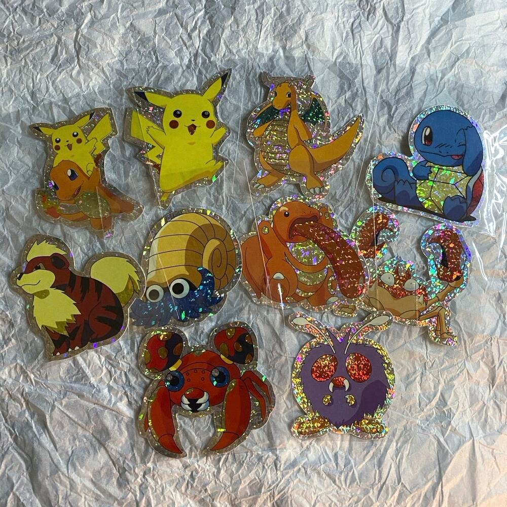 Vintage 90s Pokemon Rare Ice Holo Sticker Set of 10
